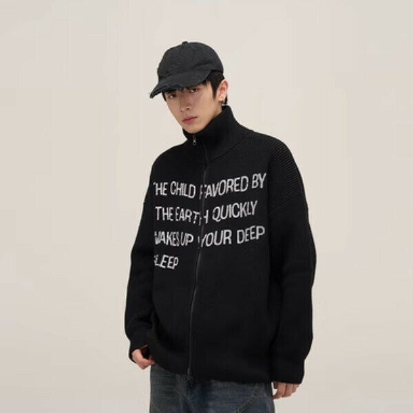 Popular slogan zipper sweater and sweater jacket [Black size M-2XL, please confirm the delivery size with customer service after placing the order]
