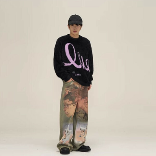 Popular niche long-sleeved sweater with letters [Black S-XL sizes, please confirm the delivery size with customer service after placing the order]