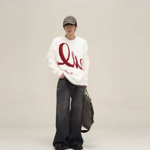 Popular niche long-sleeved sweater with letters [White S-XL sizes, please confirm the delivery size with customer service after placing the order]
