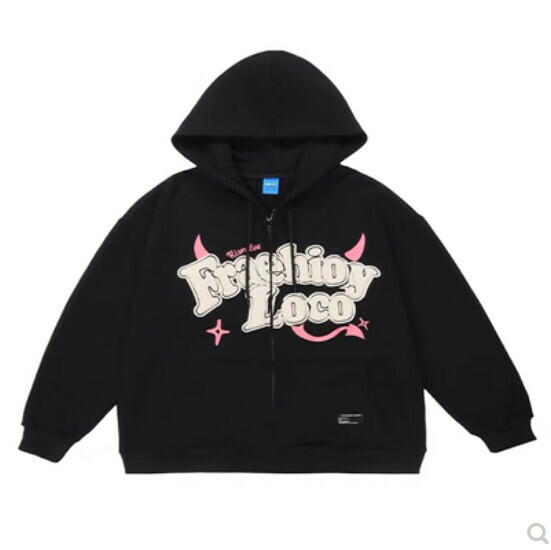 New cardigan hooded sweatshirt [black] (size: S-3XL) (please contact customer service to confirm the delivery size after placing the order)