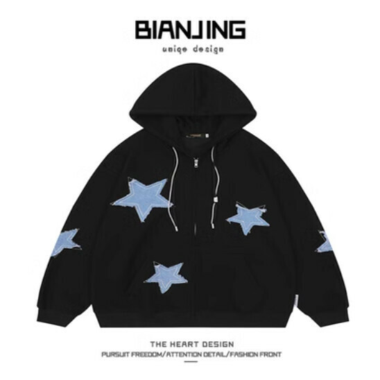 New velvet cardigan hooded sweatshirt [black] (size: S-3XL) (please contact customer service to confirm the delivery size after placing the order)