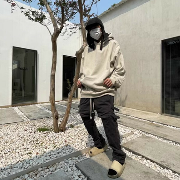 New hip-hop style patchwork high street sweatshirt jacket [Apricot plus velvet sizes S-XL, please confirm the delivery size with customer service after placing the order]