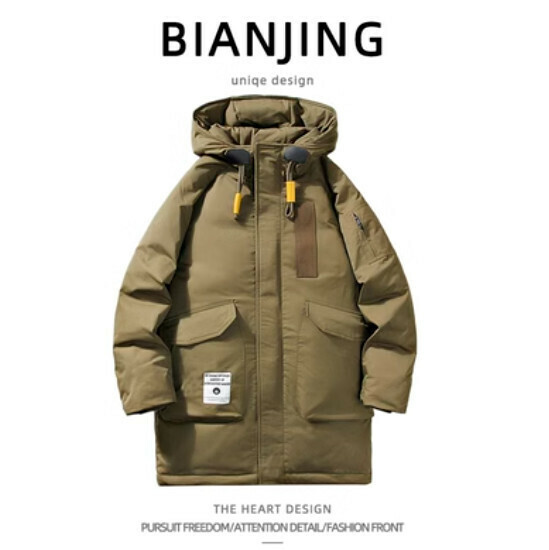 Hot selling hooded mid-length cotton jacket [green] (size: S-2XL) (please contact customer service to confirm the delivery size after placing the order)