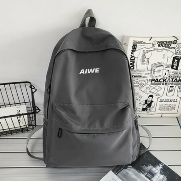 Popular trendy brand backpack for men (grey without pendant)