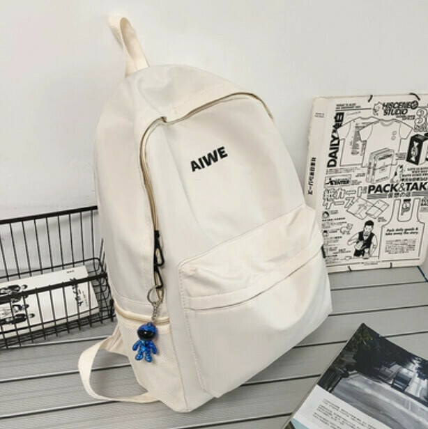 Popular trendy brand backpack for men (white with astronaut pendant)