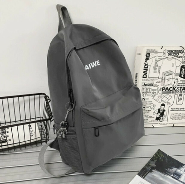 Popular trendy brand backpack for men (grey with astronaut pendant)