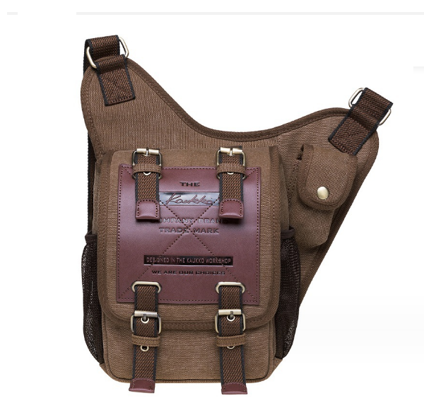 Hot Recommended Men's Canvas Retro Messenger Bag, Crossbody Bag, Waist Bag [Khaki Color]