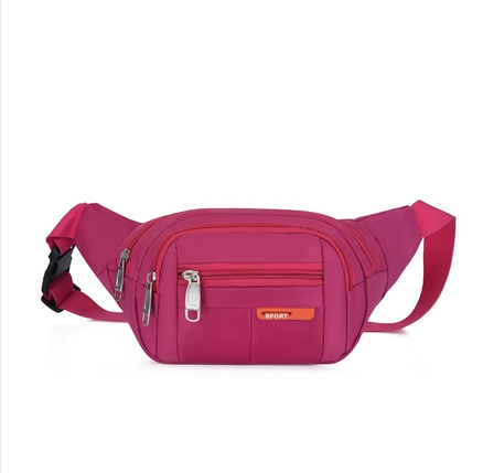 Hot recommended waist bag for men and women, multi-functional and large capacity, water-repellent and wear-resistant, outdoor sports mobile phone wallet [Rose Red]
