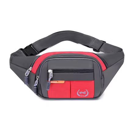 Hot recommended waist bag for men and women, multi-functional and large capacity, water-repellent and wear-resistant, construction site work sports mobile phone wallet [red]