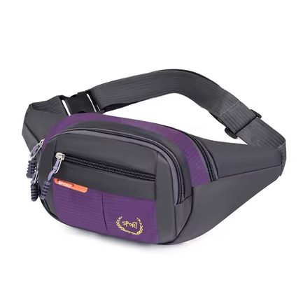 Hot recommended waist bag for men and women, multi-functional and large capacity, water-repellent and wear-resistant, sports mobile phone wallet for construction site work [Purple]