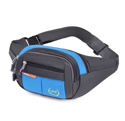 Hot recommended waist bag for men and women, multi-functional and large capacity, water-repellent and wear-resistant, construction site work sports mobile phone wallet [sky blue]