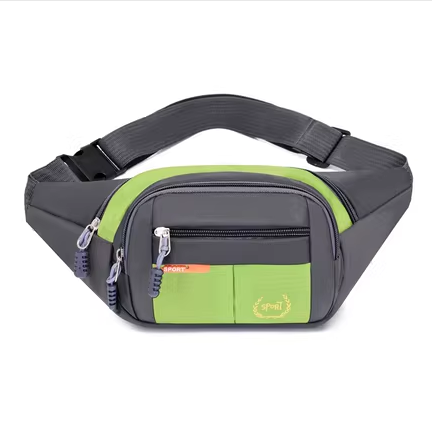 Hot recommended waist bag for men and women, multi-functional and large capacity, water-repellent and wear-resistant, construction site work sports mobile phone wallet [green]