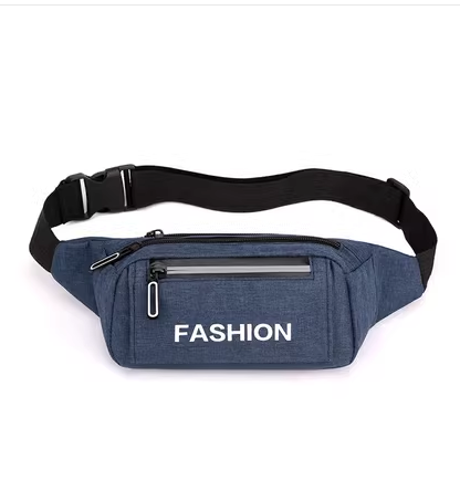 Hot recommended sports waist bag for men and women, running mobile phone bag, fitness work bag, thin belt [dark blue]