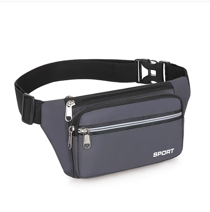 Popular mobile phone belt bag for men and women, thickened and wear-resistant outdoor bag, cashier wallet, cross-body bag, multi-functional [four-layer thickened gray]