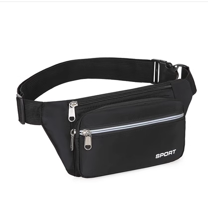Popular mobile phone belt bag for men and women, thickened and wear-resistant outdoor bag, cashier wallet, cross-body bag, multi-functional [four-layer thickened black]