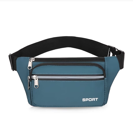 Popular mobile phone belt bag for men and women, thickened wear-resistant outdoor bag, cashier wallet, cross-body bag, multi-functional [four-layer thickened lake green]