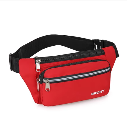 Popular mobile phone belt bag for men and women, thickened and wear-resistant outdoor bag, cashier wallet, cross-body bag, multi-functional [four-layer thickened red]