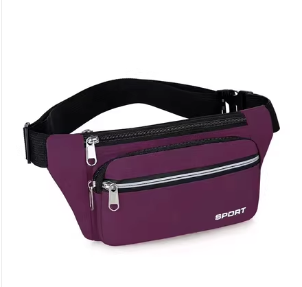 Popular mobile phone belt bag for men and women, thickened wear-resistant outdoor bag, cashier wallet, cross-body bag, multi-functional [four-layer thickened purple]