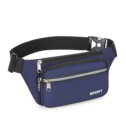 Popular mobile phone belt bag for men and women, thickened wear-resistant outdoor bag, cashier wallet, cross-body bag, multi-functional [four-layer thickened dark blue]