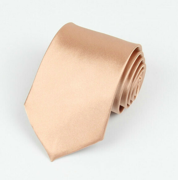 Hot recommendation solid color simulated silk tie (champagne color)