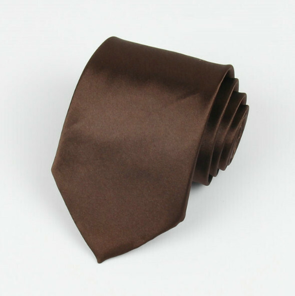 Hot recommendation solid color simulated silk tie (dark coffee)