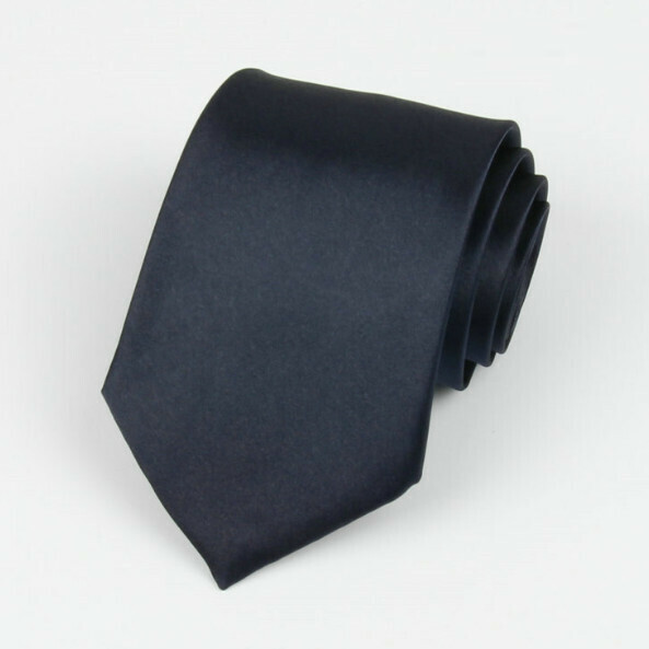 Hot Recommended Solid Color Simulated Silk Tie (Dark Navy)
