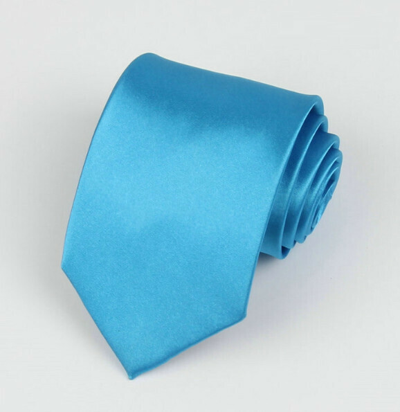 Hot Recommended Solid Color Simulated Silk Tie (Lake Blue)