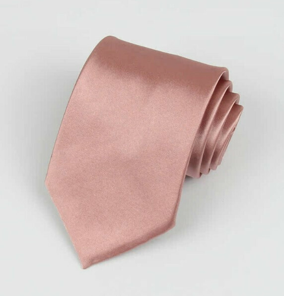Hot recommendation solid color simulated silk tie (mud red)
