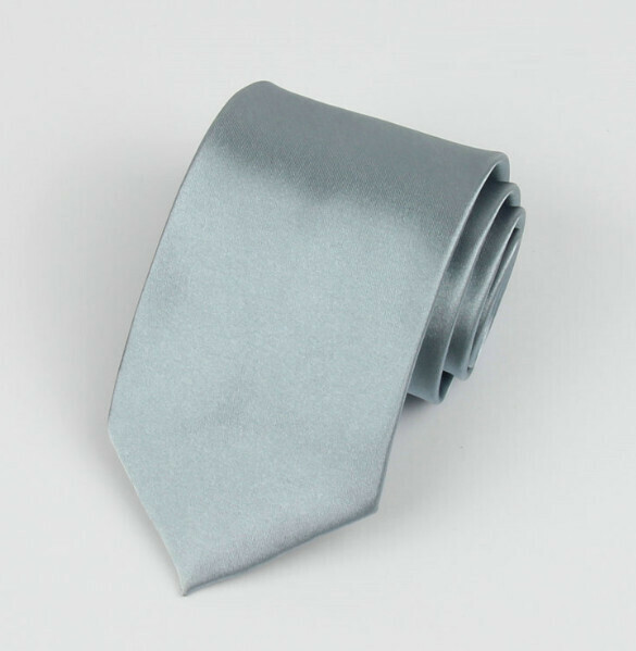 Hot recommendation solid color simulated silk tie (silver gray)