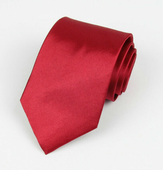 Hot recommendation solid color simulated silk tie (rose red)