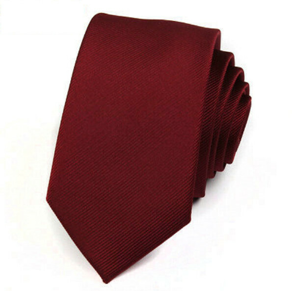 Popular fashionable British casual tie (burgundy pinstripes)