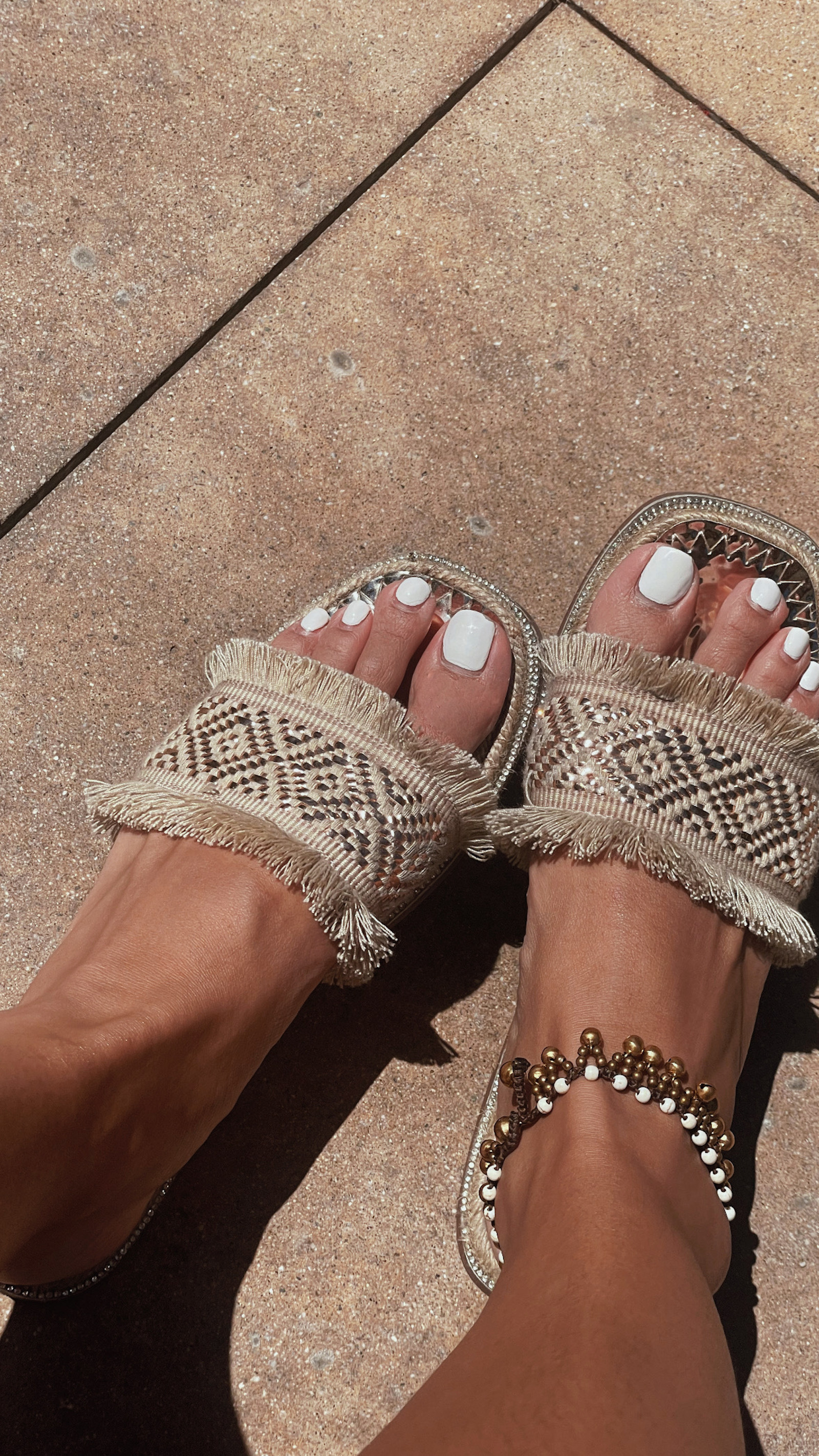 波希米亞草編拖鞋