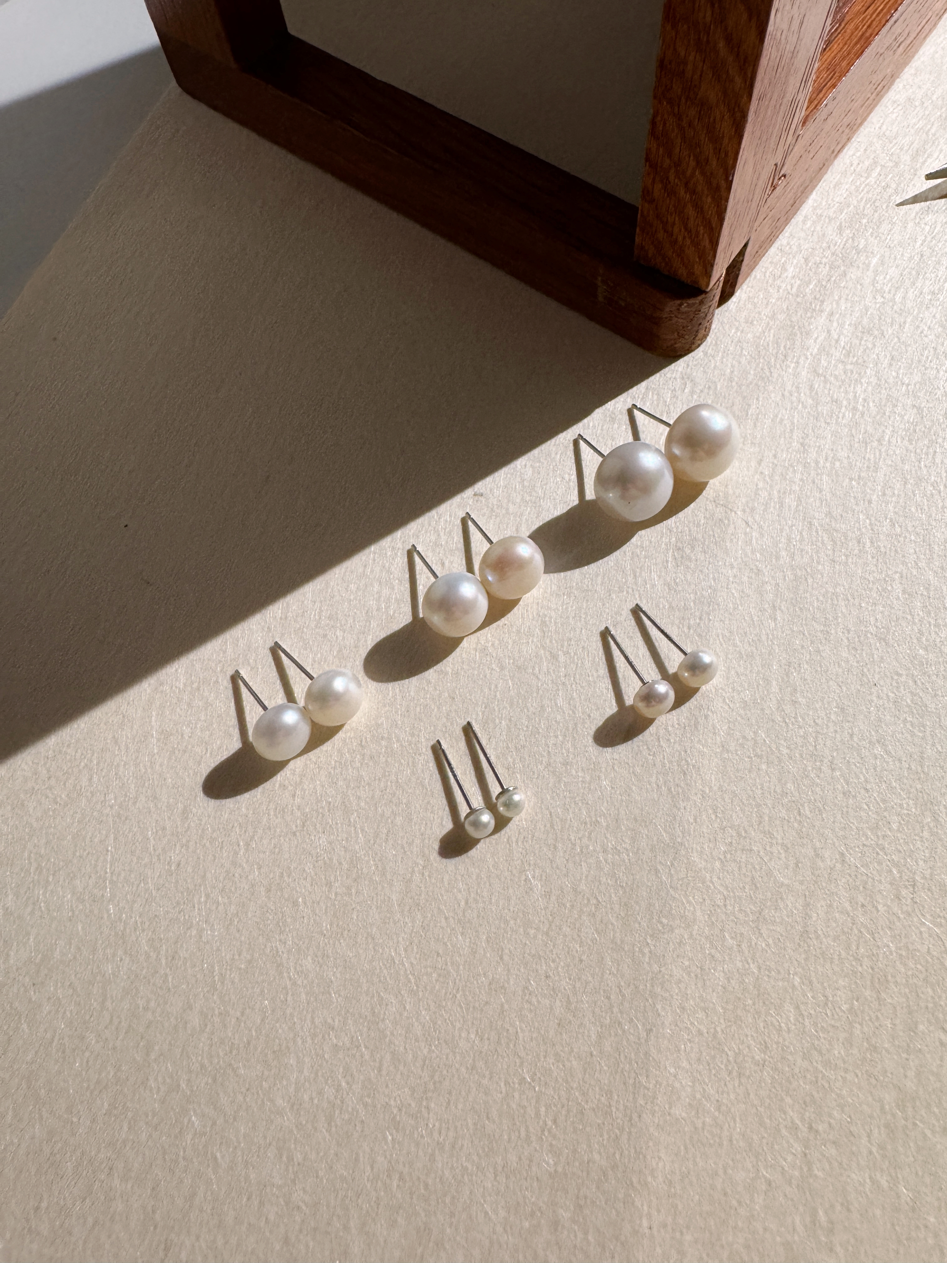 925純銀 大大小小的 天然珍珠耳環