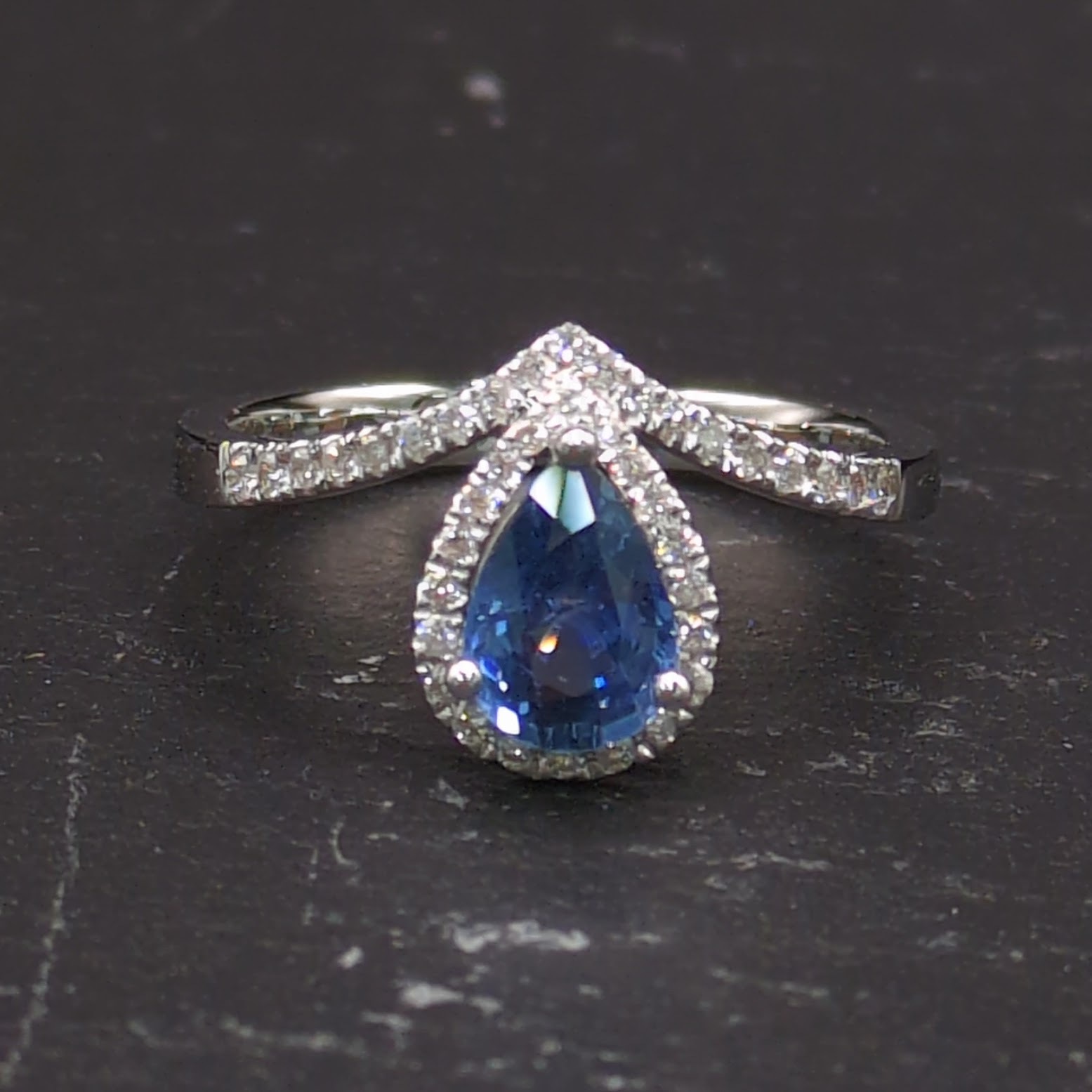 18K White Gold 0.92ct Sapphire and Diamond Ring