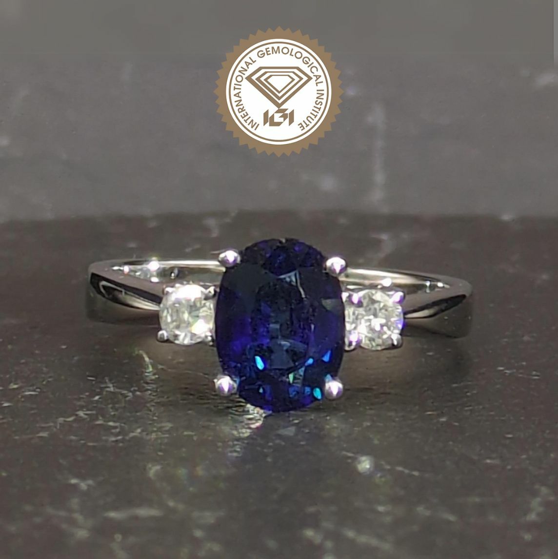 18K White Gold 1.38ct Sapphire and Diamond Ring