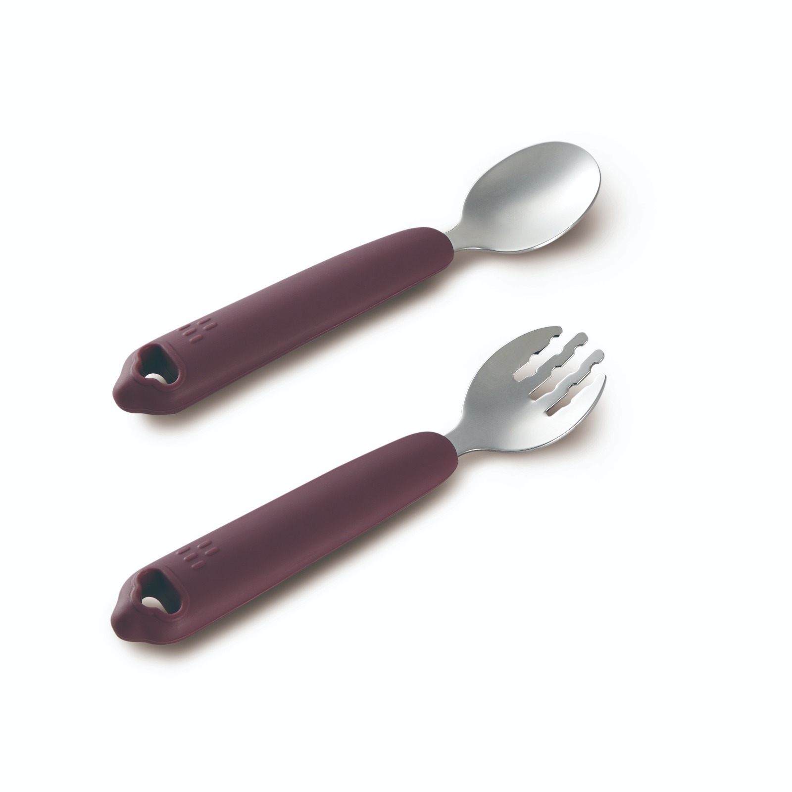KUKU PLUS 寶寶矽膠不鏽鋼餐具組 - 丁香紫