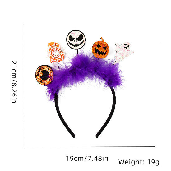 Halloween Headband Headband Party Decorations (Demon Pumpkin Purple Hair Headband)