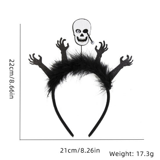 Halloween Headband, Headband, Party Decorations (Skull, Claw, Black Hairband)