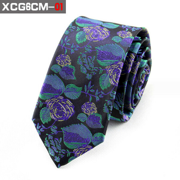 Popular 6cm narrow polyester jacquard fashion tie (XCG6cm-01)