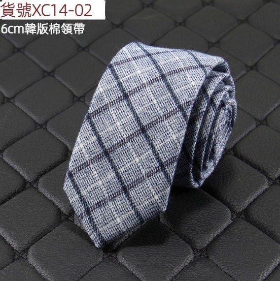 Popular narrow version cotton and linen plaid jacquard tie (item number XC14-02)