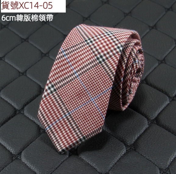 Popular narrow version cotton and linen plaid jacquard tie (item number XC14-05)