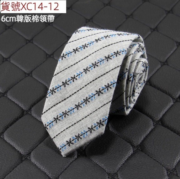 Popular narrow version cotton and linen plaid jacquard tie (item number XC14-12)