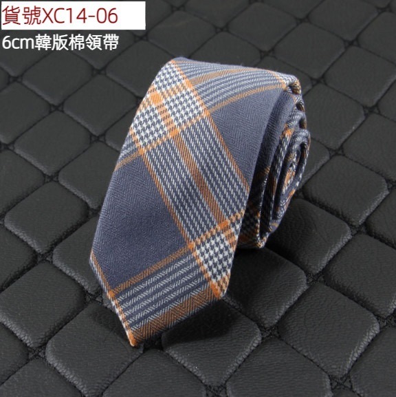 Popular narrow version cotton and linen plaid jacquard tie (item number XC14-06)