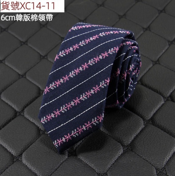 Popular narrow version cotton and linen plaid jacquard tie (item number XC14-11)