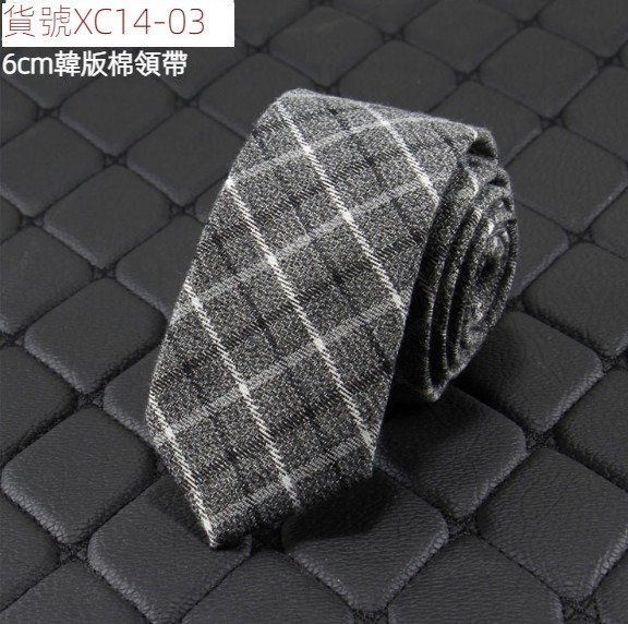Popular narrow version cotton and linen plaid jacquard tie (item number XC14-03)