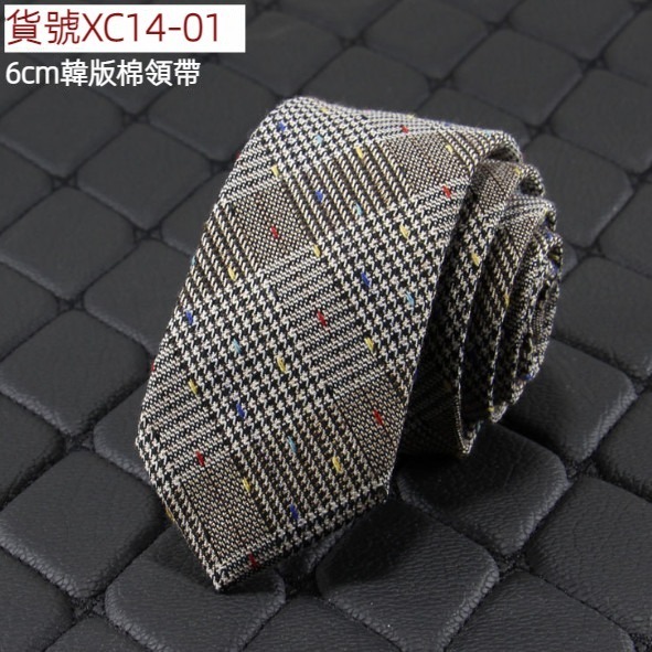Popular narrow version cotton and linen plaid jacquard tie (item number XC14-01)