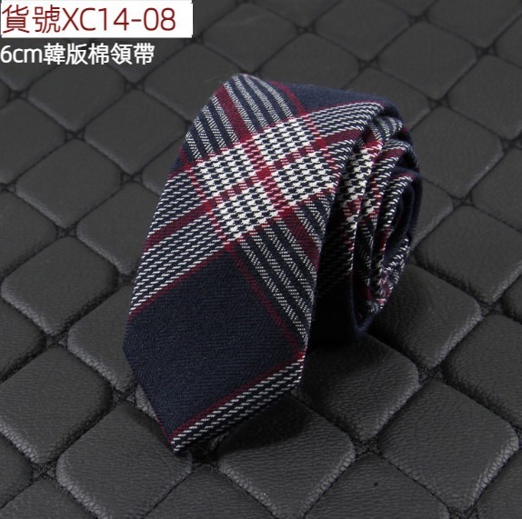 Popular narrow version cotton and linen plaid jacquard tie (item number XC14-08)