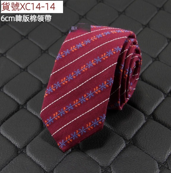 Popular narrow version cotton and linen plaid jacquard tie (item number XC14-14)