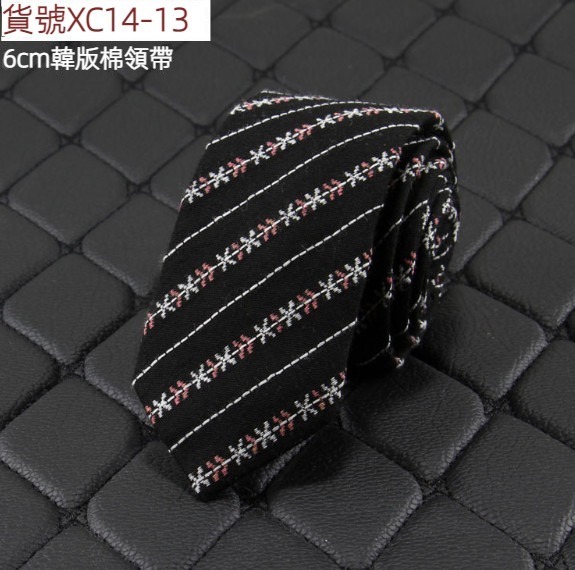 Popular narrow version cotton and linen plaid jacquard tie (item number XC14-13)