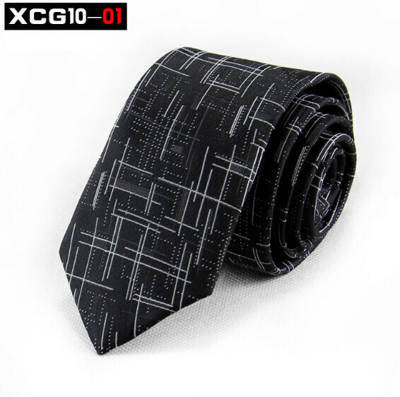 Popular jacquard polyester silk narrow tie (XCG10-01)